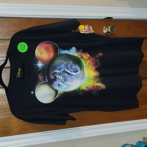 NWT Large Men's Disney Mickey Mouse Planets Glow in the Dark Shirt